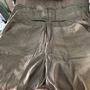 Two pairs of army green Tommy Bahama shorts